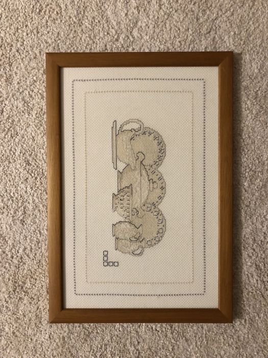 Quadro bordado a ponto de cruz motivos cozinha