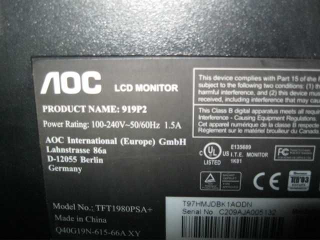 Монитор для п.к. или видеонаблюдения 19"LOC 919p2