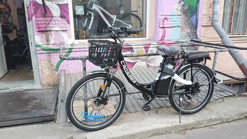 Электровелосипед Crosser 26" 600W 48V 20A/h, доп сиденье, диск тормоза, пробег 50 км/ 1 заряд