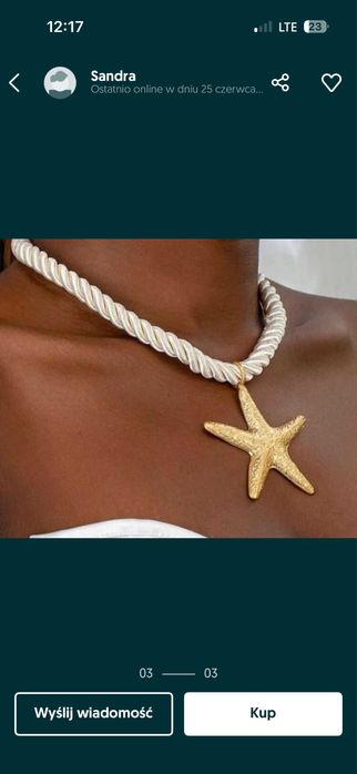 Naszyjnik rozgwiadza + kolczyki. Hit