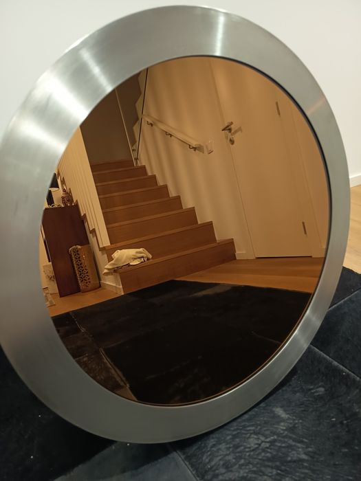 Espelho  Novo moldura  Inox  66cm diâmetro