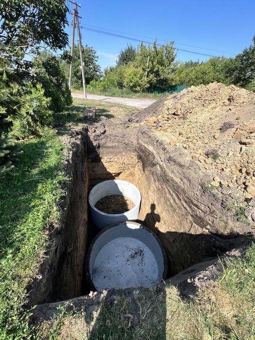 Септик під ключ. Кільця бетонні, Траншеї, Вигрібні ями