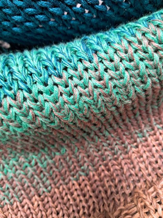 Przepiękna Miękka Ciepła Olbrzymia Zielono/Kremowa CHUSTA OMBRE