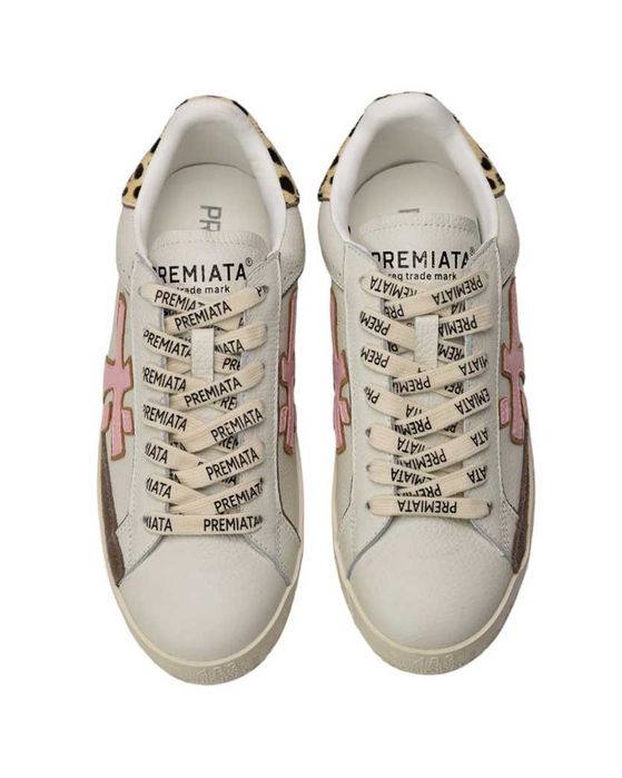 Кросівки Premiata Stevend Sneakers White/Brown with Pink Logo