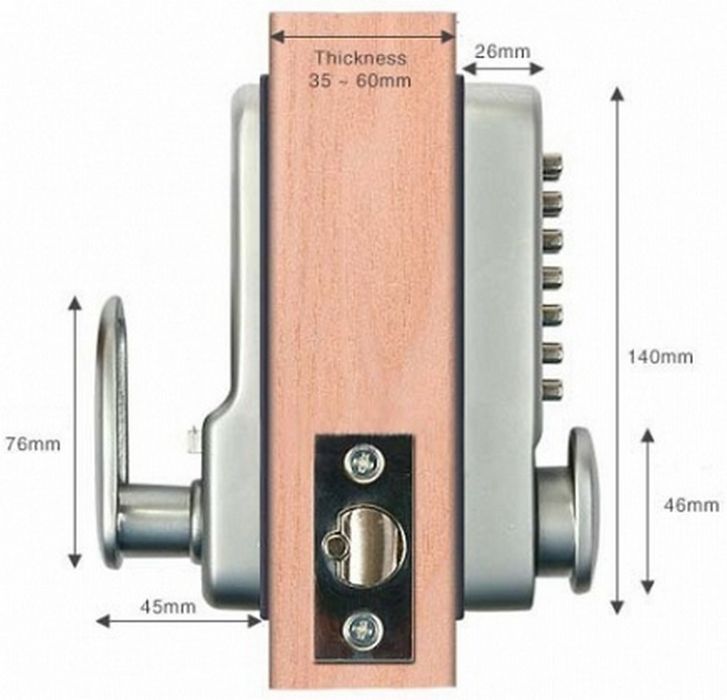 LOCKY 20-S Замок Дверний Кодовий Механічний Цифровий Врізний у Двері