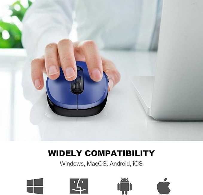 WisFox Bezprzewodowa 2.4G ergonomiczna mysz USB 6 przycisków niebieska