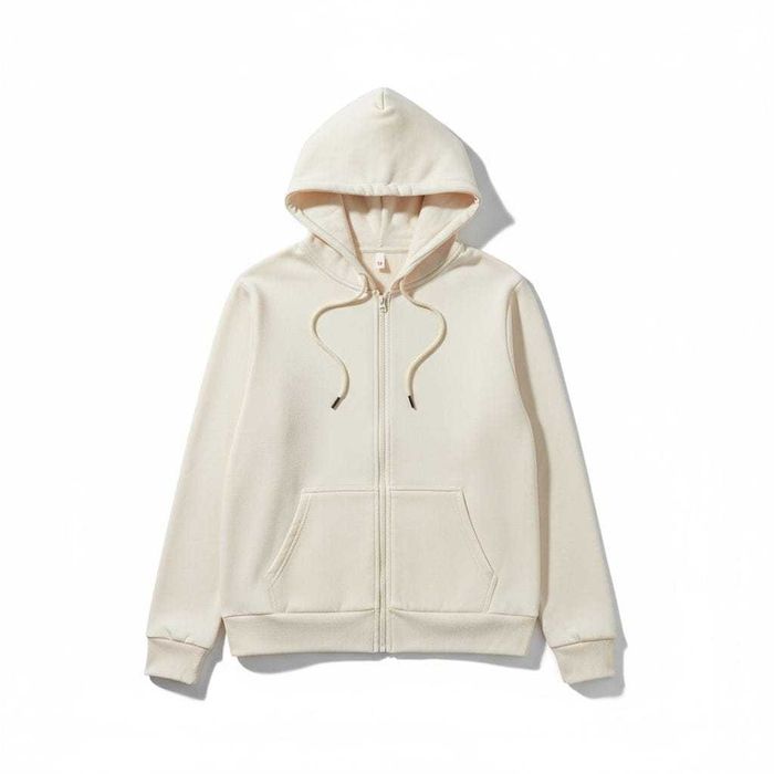 Bluza typu kapturek z suwakiem, bawełna 100% (unisex) ( S ) - Kremowy