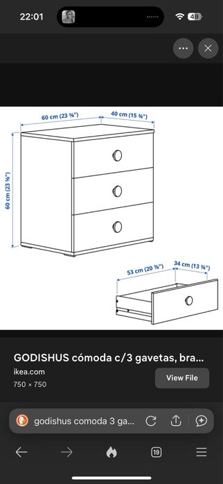 Godishus cómoda  3 gavetas IKEA branco