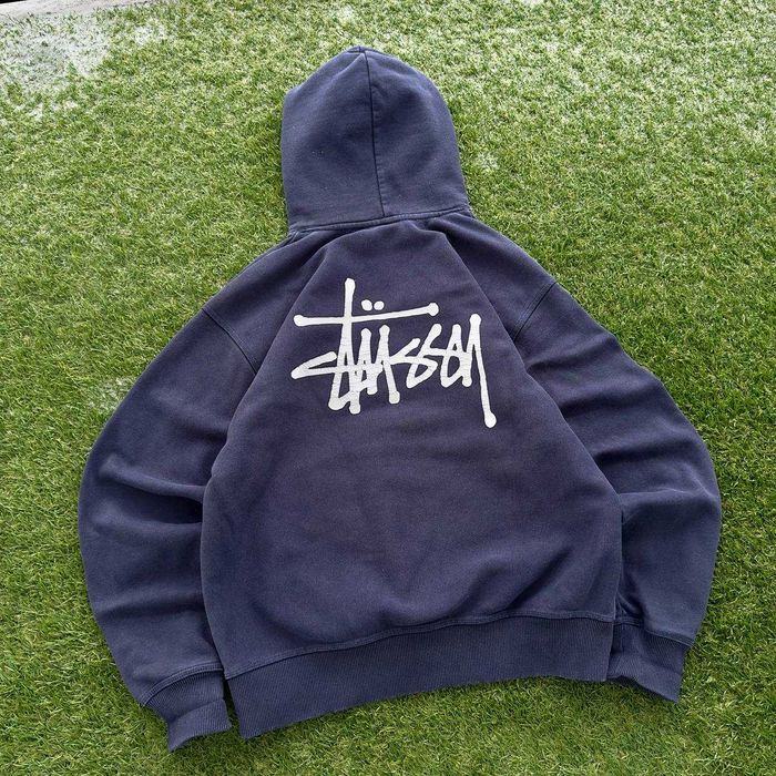Legit Stussy Big Logo Navy Hoodie Оригинальный Худак