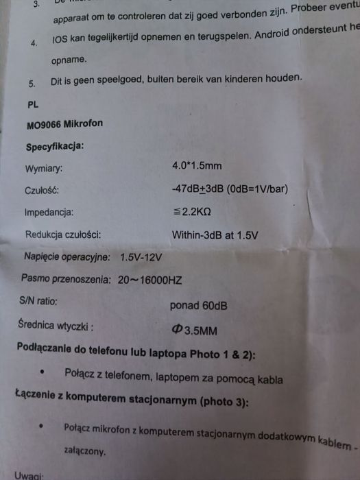 Mini mikrofon nowy