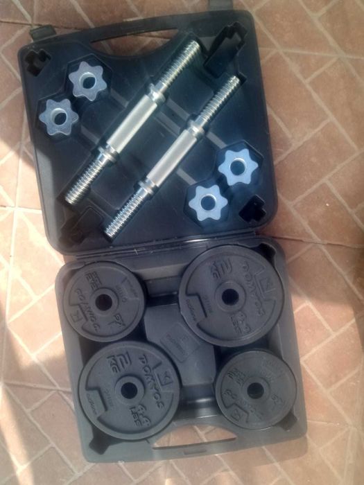 Kit de Halteres DOMYOS 20 kg Decathlon + Mala – Como Novo  Descrição