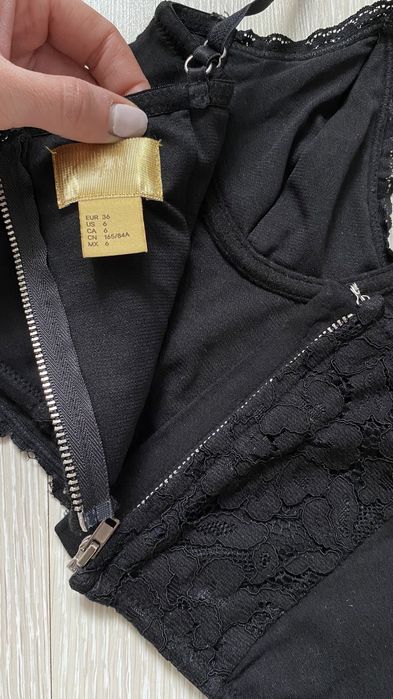 Чорний мереживний топ H&M 36 розмір