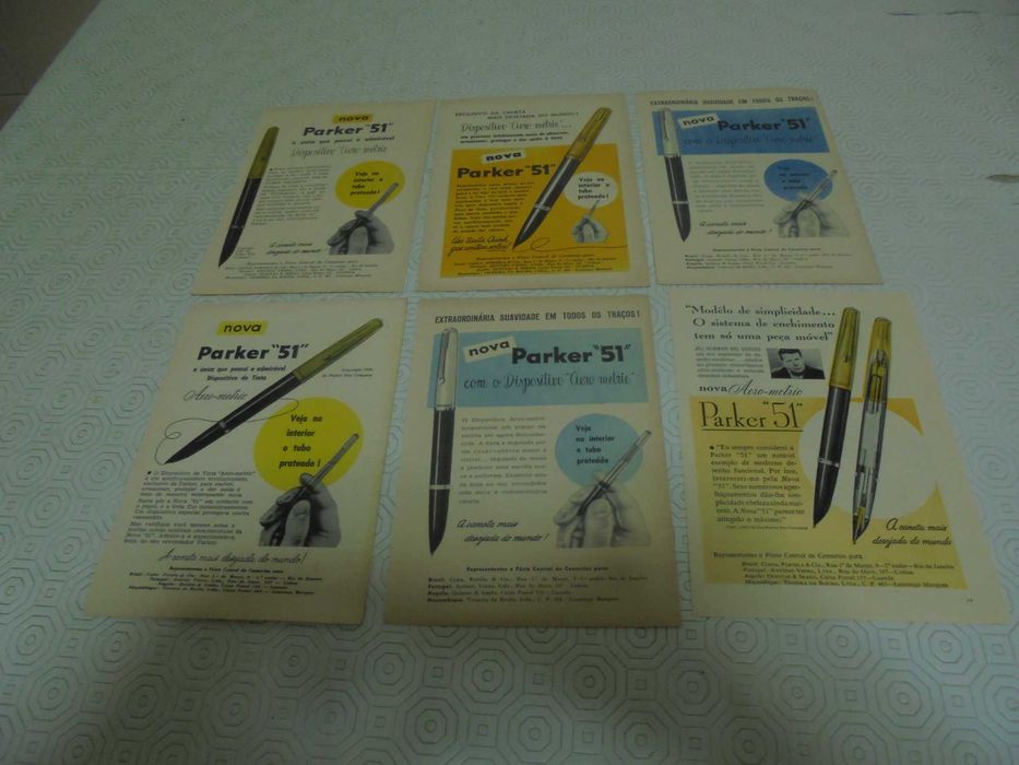 Publicidades de Canetas Parker dos anos 40/50 todas diferentes