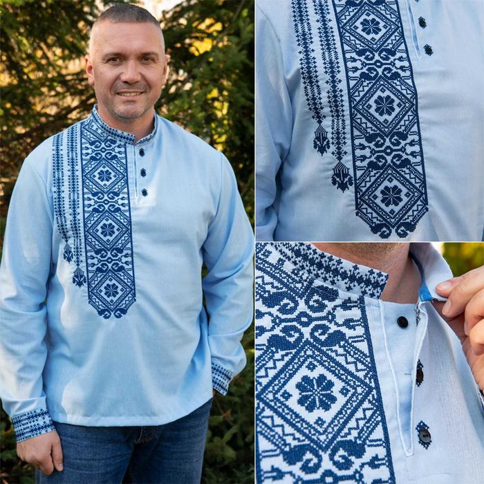 Чоловіча вишита сорочка вишиванка українська лляна з довгим рукавом