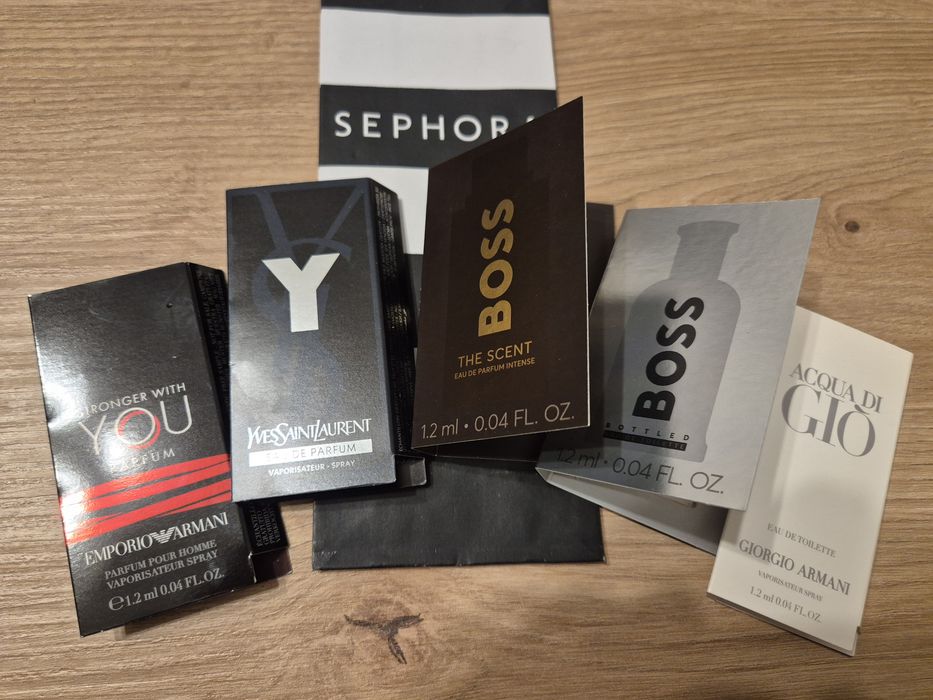 5 zapachów męskich! Nowe i pełne! ARMANI Stroger With You & Acqua Di Gio YSL Y BOSS The Scent & Bottled perfumy EDP EDT z Sephora!