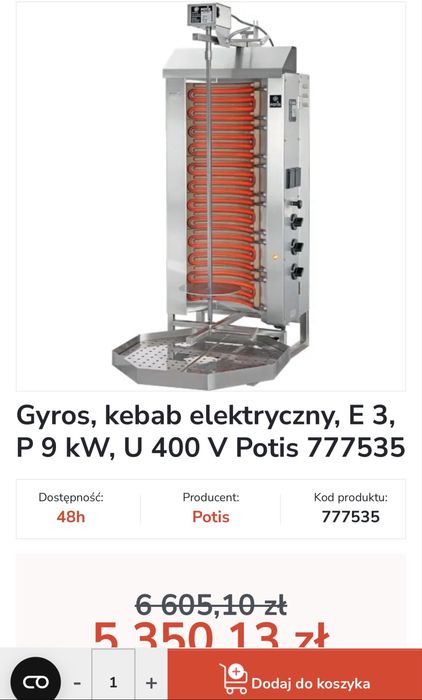 Kebab potis 2 × OPiekacz DO KEBABA POTIS + NÓŻ POTIS S180