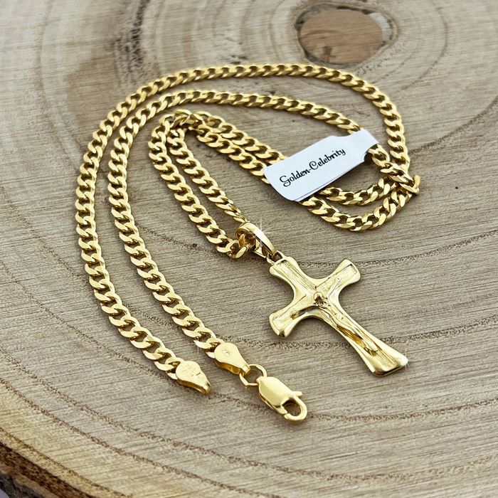 Złoty Męski Naszyjnik Z Krzyżykiem 3,5 Mm Pancerka 925 Prezent + Grawe