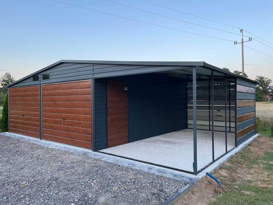 Garaż blaszany wiata Wzmocniony PROFILAMI. Producent SZYBKA REALIZACJA