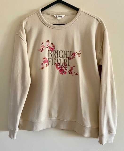 Sweat-shirt Cortefiel beige rosado, bordada. Ecológica. Original !