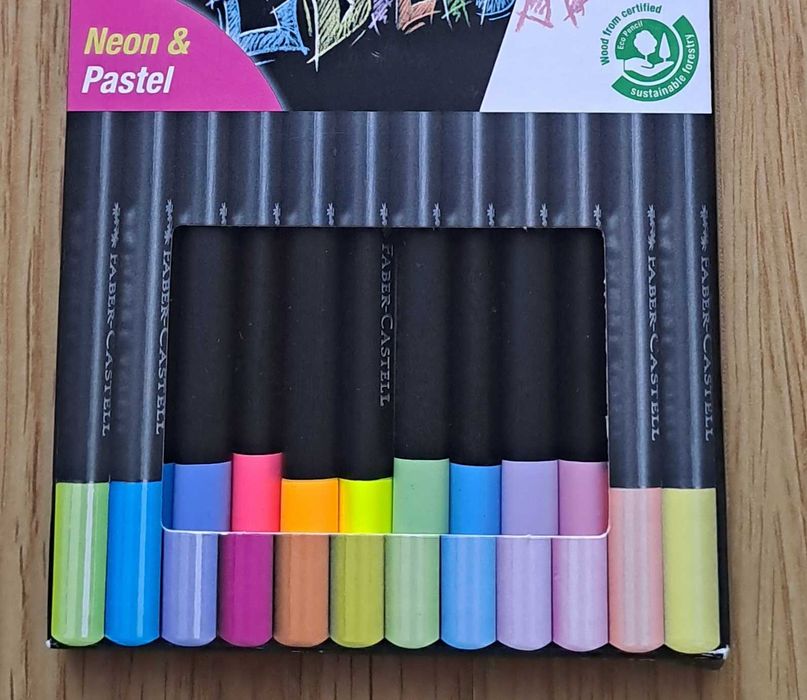 Lápis de Cor Faber-Castell Black Edition (12 Cores Neon & Pastel)