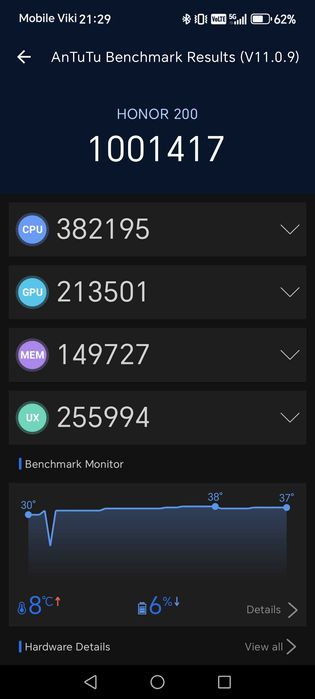 Honor 200 5G 8/256 E-Sim gwarancja 12/2026 Android 16 1mln Antutu
