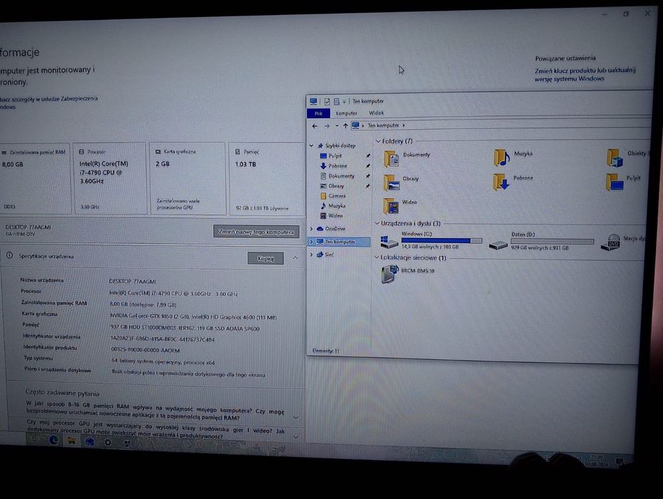 Komputer Intel gtx ssd wysyłka