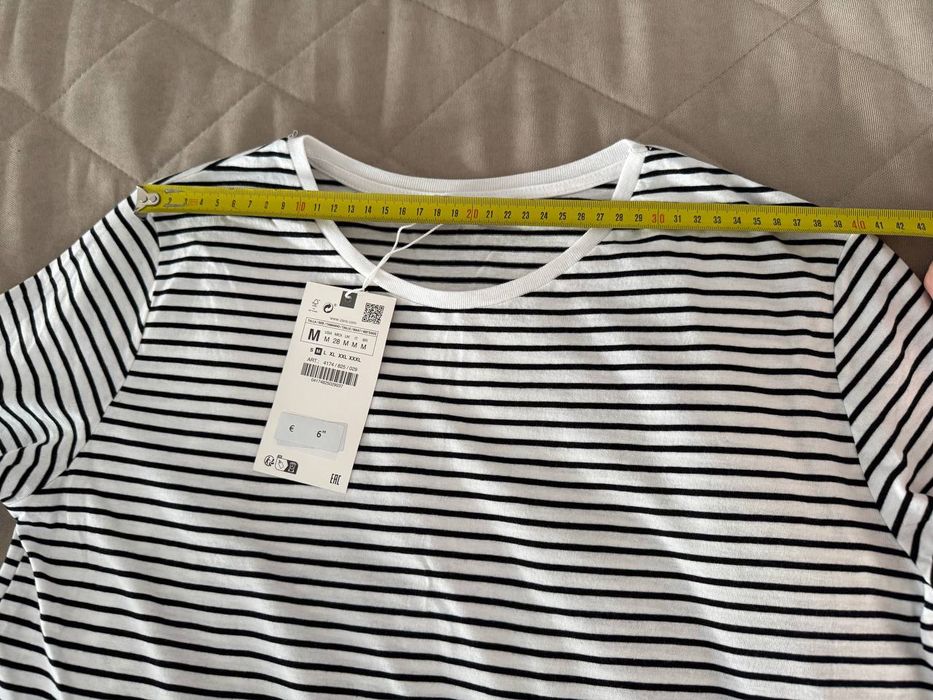 Футболка ZARA M L чорна сіра в полоску