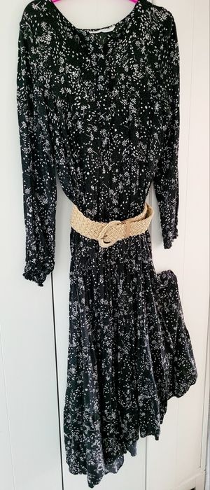 Letnia długa sukienka w drobne kwiatki Zara rozmiar L