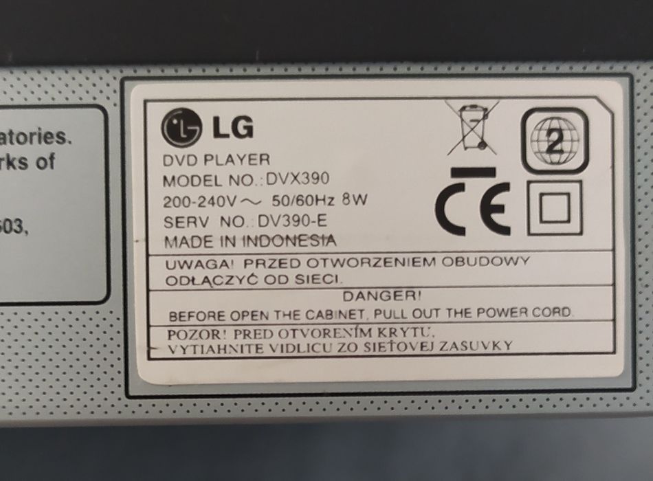 DVD LG DVX390 cinch euro możliwość HDMI