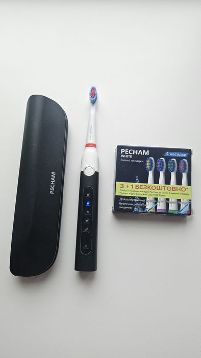 Електрична зубна щітка PECHAM White Travel + 2 насадки + футляр