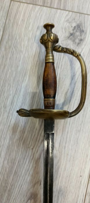 Офіцерська шпага XIX ст. з піхвами — латунна гарда, номер 26
