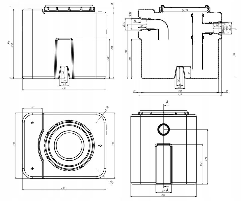 PODZLEWOWY SEPARATOR TŁUSZCZU, smaru, oleju, pod zlew - 0,5 m³/h atest