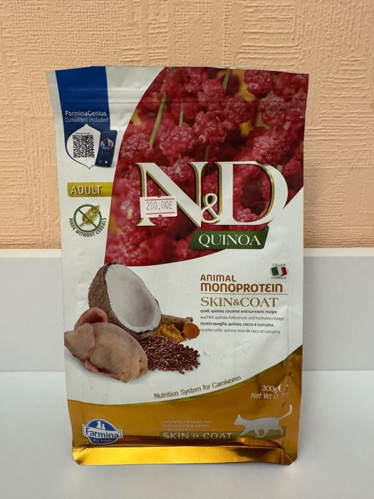 Farmina N&D Grain Free Quinoa Skin&CoatAdult сухий корм для котів 300г