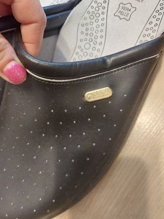 Nowe klapki medyczne czarne włoskie anatomico 44 męskie