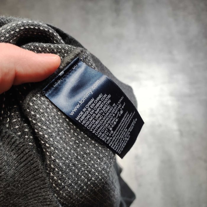 MĘSKI Elegancki Bawełna Sweter Pleciony Logo PREMIUM Tommy Hilfiger
