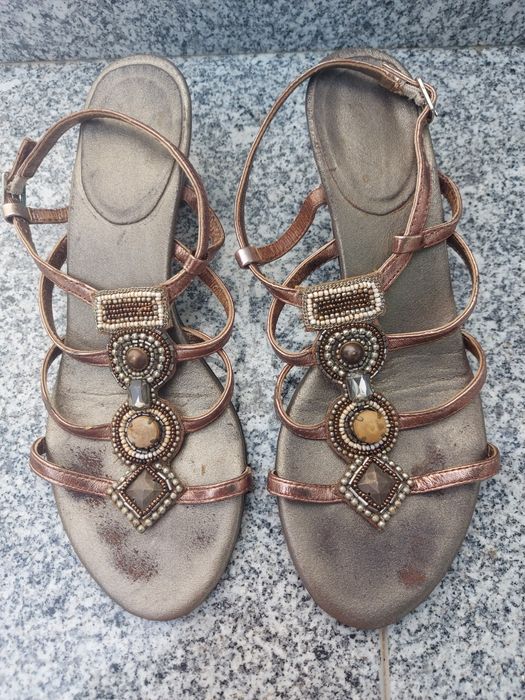 Sandálias de salto médio cor de Cobre 39