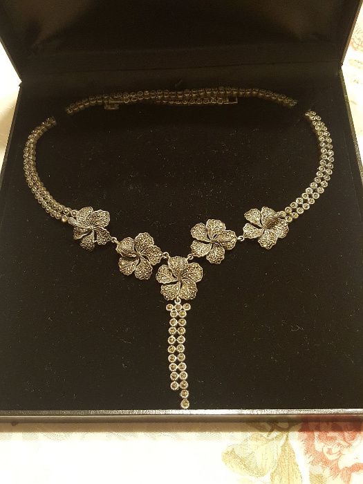 Komplet  biżuterii Naszyjnik+ Bransoletka - stare srebro-110 g!