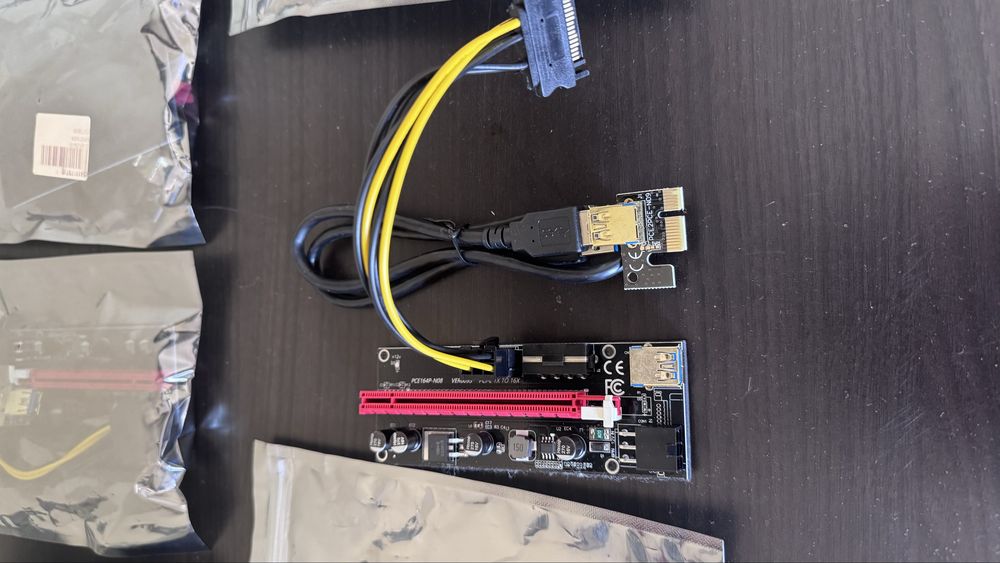 6x Kit Riser PCIe para x16 USB 3.0 para Mineração GPU