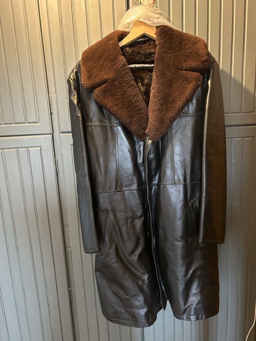 kożuch płaszcz skórzany cieply jak w PRL