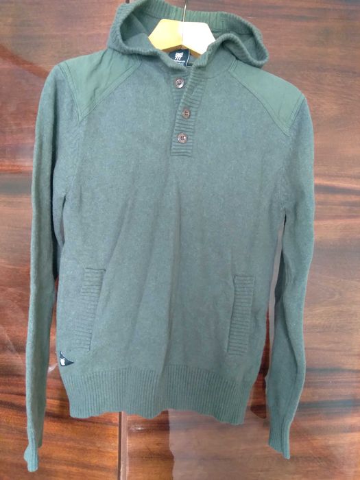 Свитер с капюшоном худи шерсть унисекс хаки XS