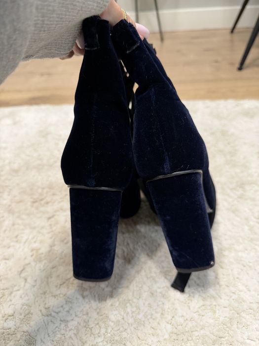 Zara ботильоны 38р велюр синий