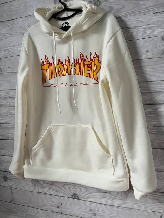 Белое худи Thrasher Flame унисекс Трешер Трэшер