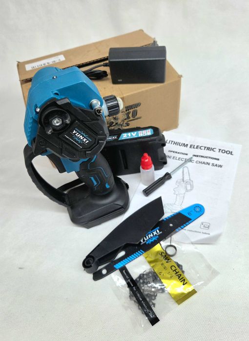 Mini motosserra elétrica YUNXI 21V – 6 polegadas – Bateria de lítio
