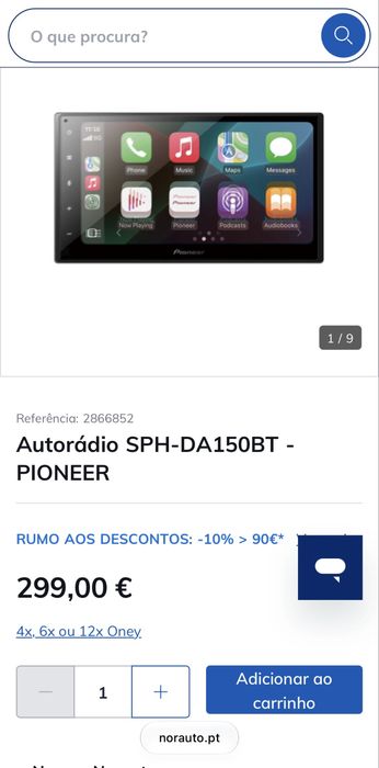 Radio Pioneer SPH-DA150BT Carplay e Android Auto