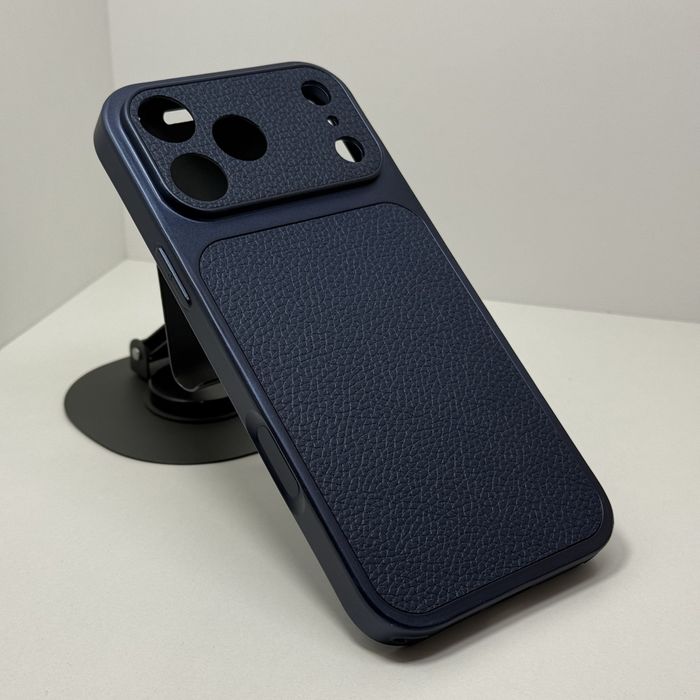 Чохол для iPhone 17 Pro Max: Екошкіра + Захист Камери! Стильний шкіряний бампер на Айфон 17 Про Макс (Чорний, Синій, Білий)