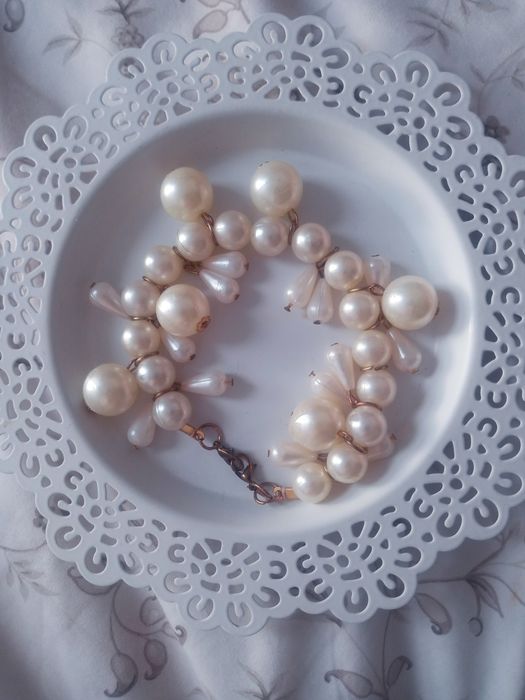 Bransoletka perły pozłacana