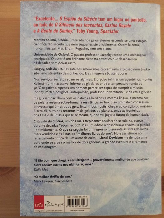 Livro O Espião da Sibéria - Lionel Davidson