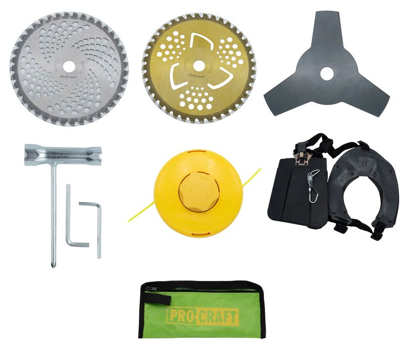 Бензокоса Procraft T4200/S Pro Разборная штанга, 3 ножа+катушка+ремень