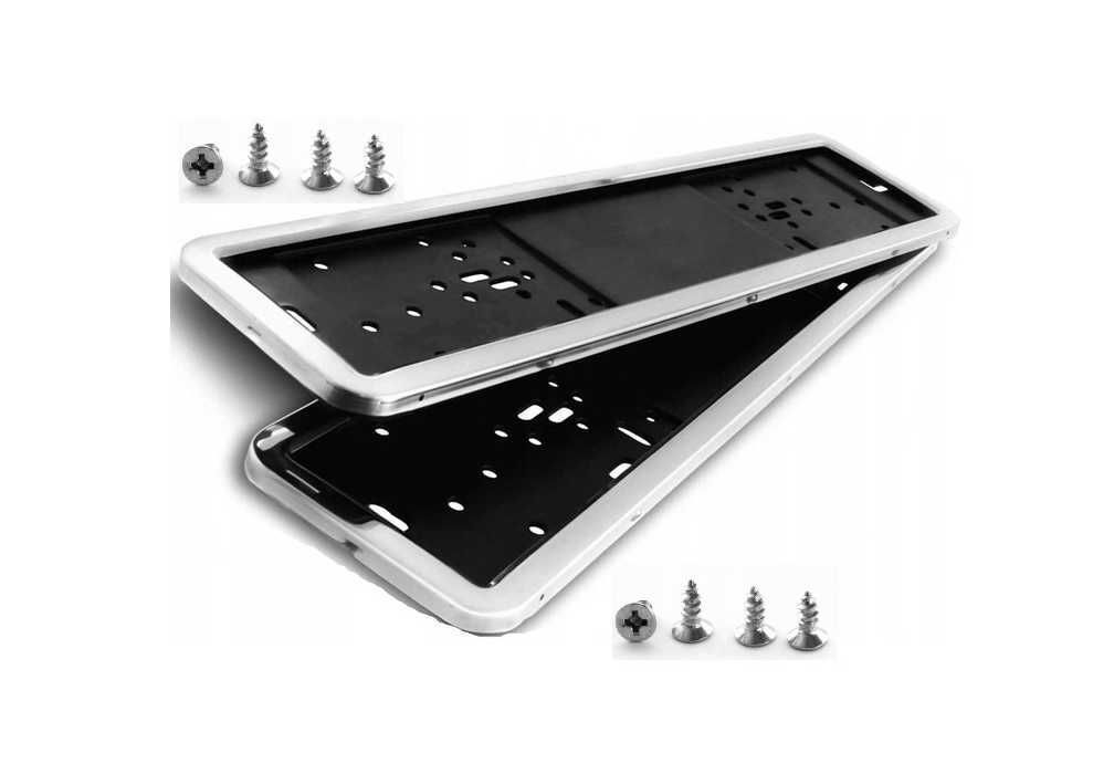 Ramka ramki pod tablice rejestracyjne metal chrom 2 sztuki do auta