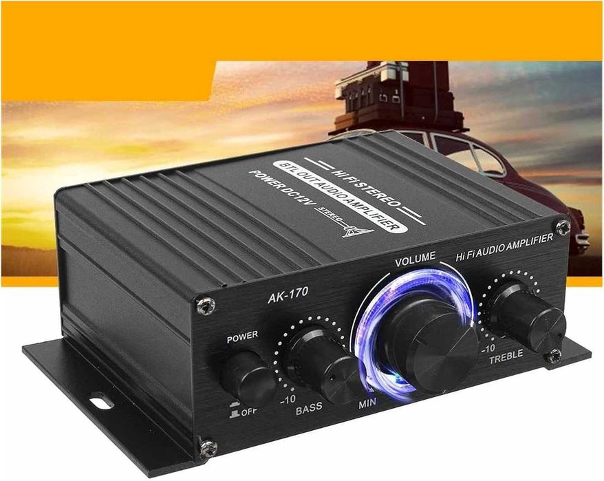 Wzmacniacz 12v 2x200W miniHIFI audio, czarny AK17